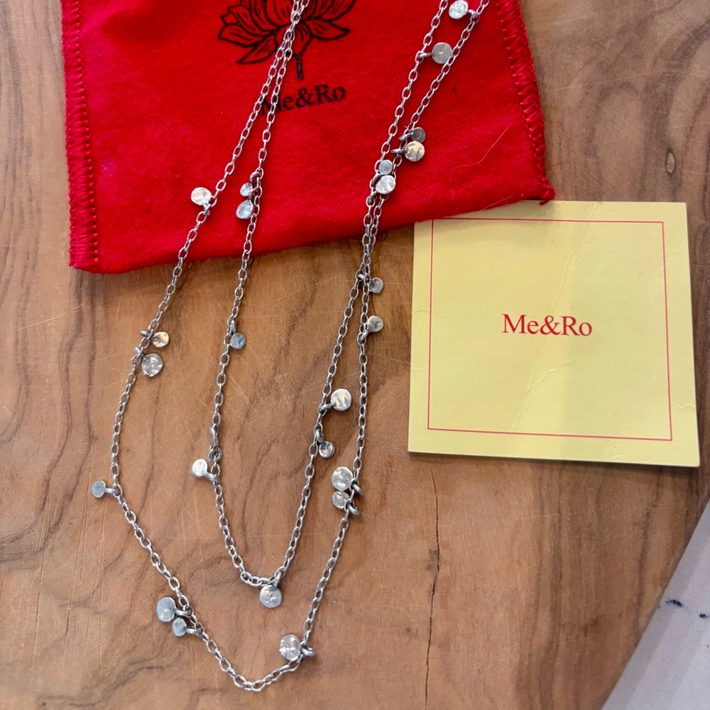 Me & Ro Silver layered Necklace with Hammered Disc Accents